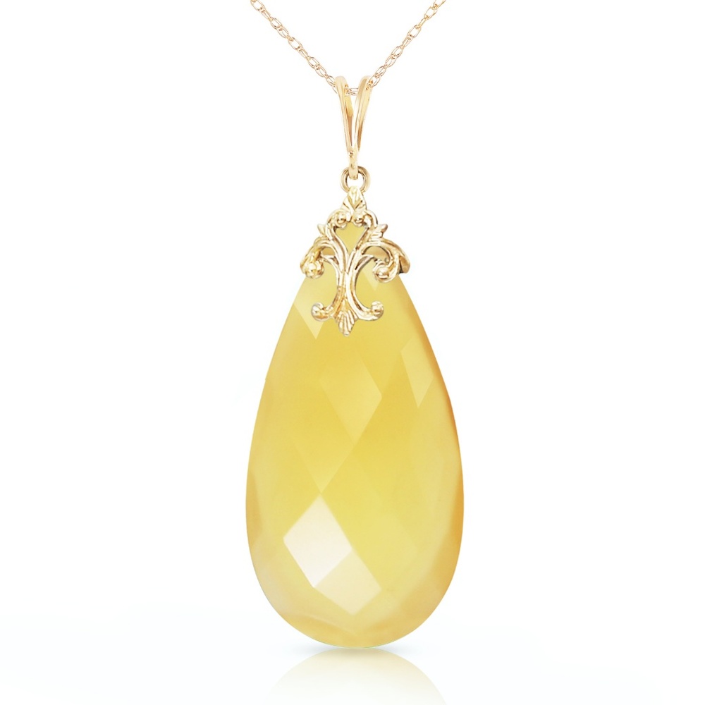 14K. SOLID GOLD NECKLACE WITH YELLOW ONYX - Picture 1 of 7